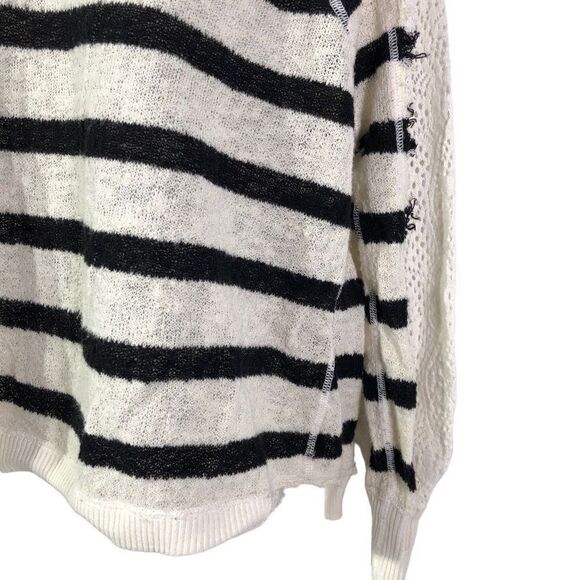Free People We the Free Pullover Striped Lace Sleeves Knitted Sweater SXS - Picture 7 of 15